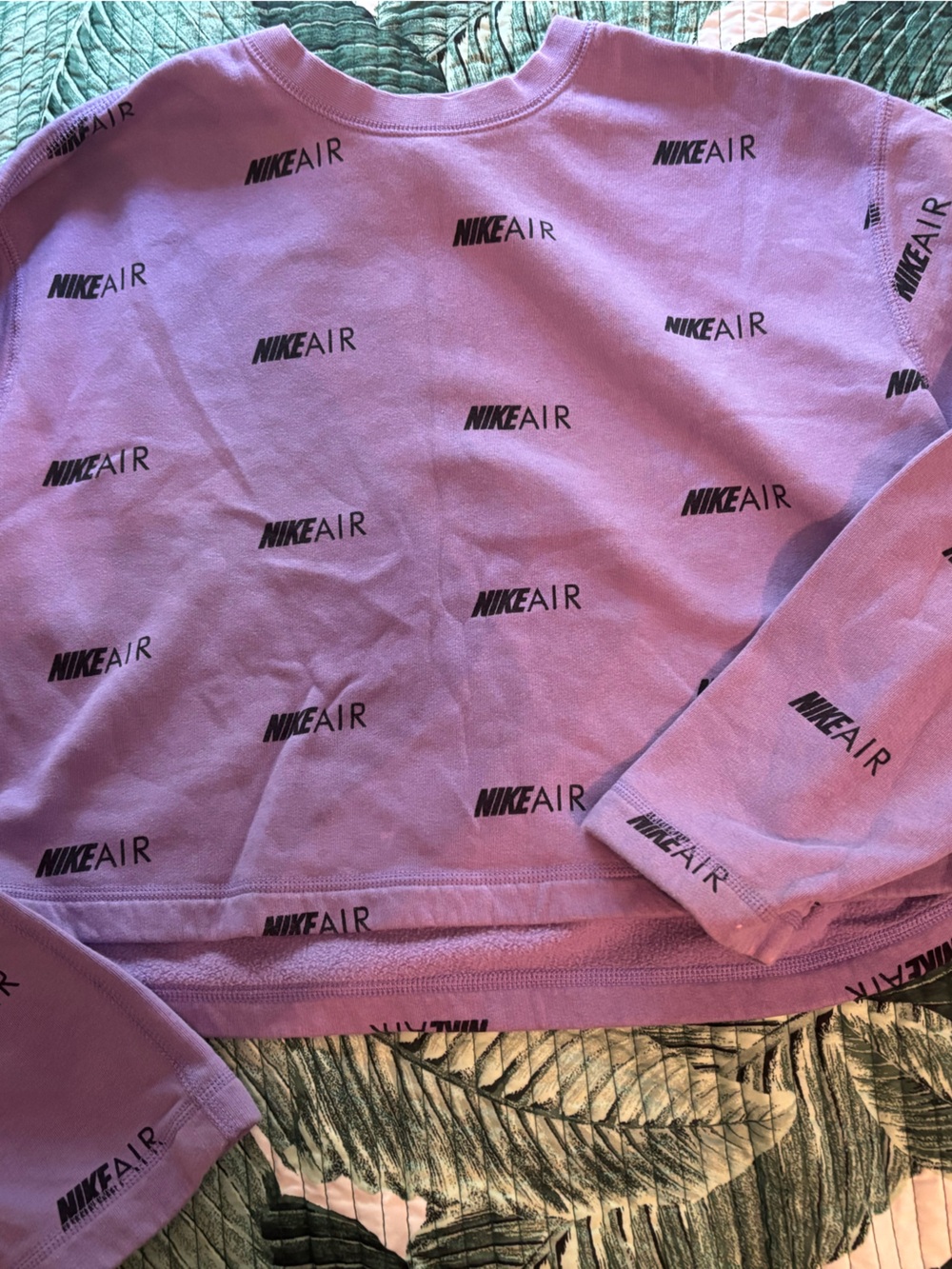 Nike Lavender All‑Over Logo Crewneck Sweatshirt
